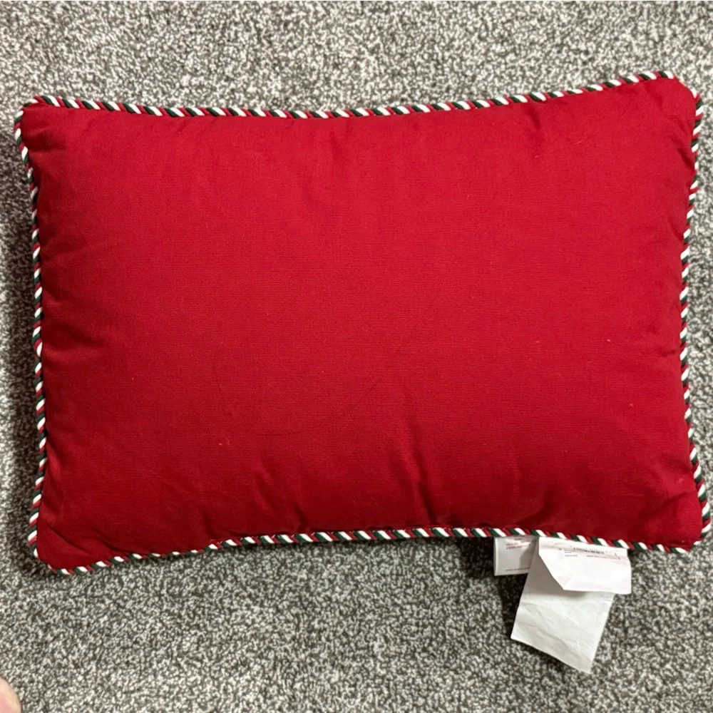 North Pole Trading Co NWT Festive Red 'Greetings from the North Pole' Pillow